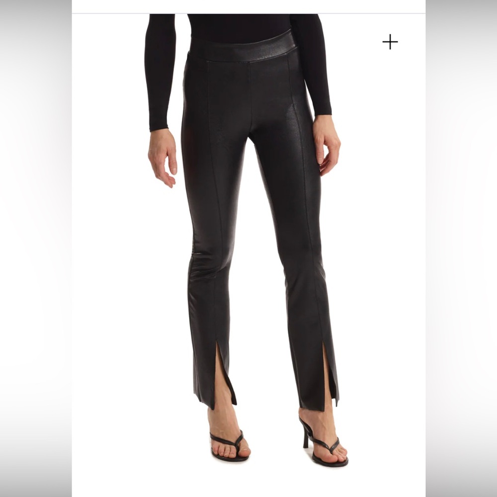 Faux Leather Split Front Pant